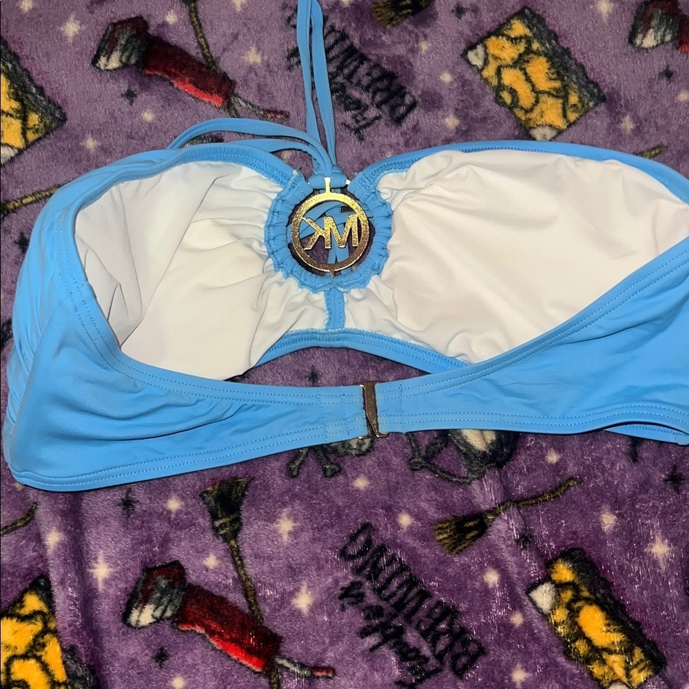 Michael Kors Blue Halter Bikini Top with Logo Accent - Picture 4 of 5